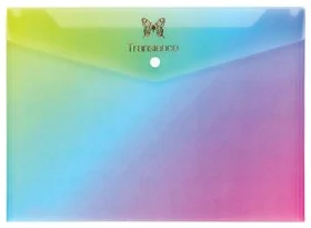 Envelope plastic A4"Glitter Rainbow" with button 0.18mm