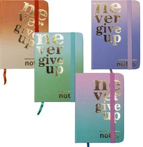 Bloknots A7 līniju 80lp. cietos vākos ar gumiju "Never give up"
