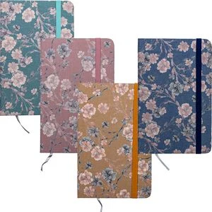 Bloknots A6 līniju 80lp. cietos vākos ar gumiju  "Flowers"