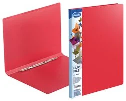 Clip file A4*20mm 0.60mm Clip A FOROFIS for perforat.sheets spring clip, w/inner pocket (red) PP