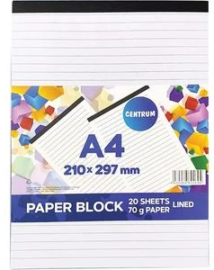 Maināmais papīru bloks A4 līniju 20lp. 70g/m2