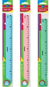 Lineāls 30cm caurspīdīgs assorti