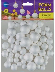 Putuplasta dekors, bumbas, 60gab. (baltas)