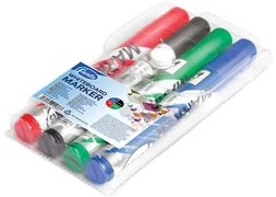 Set of 4 whiteboard markers (black, blue, red, green) bullet tip FOROFIS /PVC bag