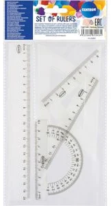 Rasēšanas komplekts (20cm lineāls, 2trīsstūri, transportieris)