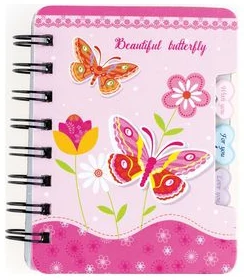 Notebook A7 ruled 50sh. "Butterflies" hardcover, with 3 dividers, with spiral