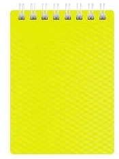 Notebook A7squared 80sh. spiral bound, plastic cover "Diamond Neon"yellow