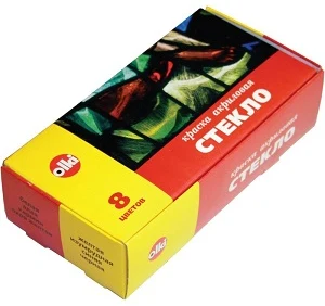 Akrila krāsas stiklam OLKI 8kr.x22ml.