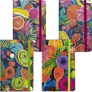 Notebook A6 ruled 80sh. hardcover, with elastic "Fruits"