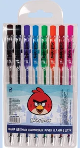 Set of 8 colors ball pens "Angry Birds" 0.7mm