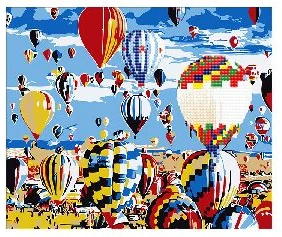 Diamond mosaic + Acrylic paints & canvas pictures painting by number "Air Balloon" 40x50cm