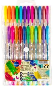 Set of 24 colours gel pens 8 METALLIC, 8 GLITTER, 8 NEON 1.0mm
