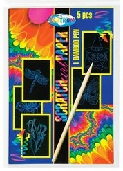 Scratch art paper 12.7x18.8cm with stensil (10sh.)