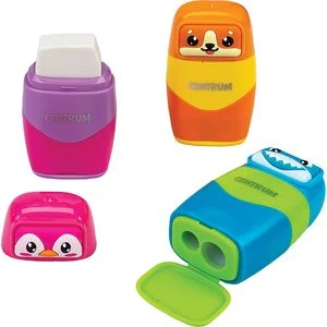 Plastic sharpener "2 in 1 Animals" with 2 blades and dust container
