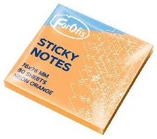 Līmlapiņas FOROFIS 76x76mm 80lp. (neona krāsa, oranža kr.)