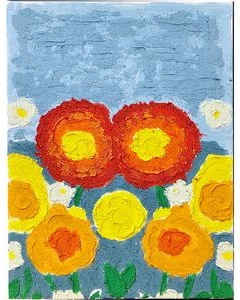 Kvarca smilšu tekstūras krāsošana pēc numuriem "Chamomiles" 40x30cm