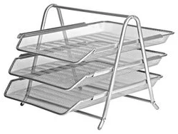 Tray 3-levels Iron Mesh FOROFIS for A4 format (silver)