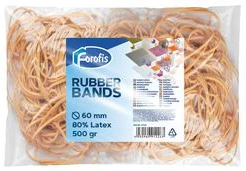 Rubber bands FOROFIS 500gr d.60mm (80% latex) natural colour
