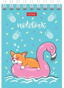 Notebook A7 squared 40sh. spiral bound "Funny Corgi"