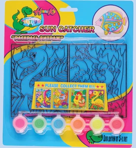 Art set paints SUN CATCHER 2pcs 12x9cm (6col. paints, brush)