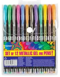 Set of 12 colours METALLIC gel pens 1.0mm