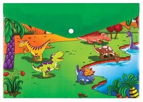 Envelope plastic A4 with button "Dinosaur" 0.18mm assorted PP