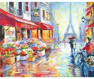 Acrylic paints & canvas pictures painting by number "Paris" 40x50cm OPP bag