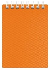 Notebook A7 squared 80sh. spiral bound, plastic cover "Diamond Neon"orange