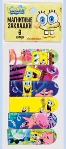 Magnētiskās grāmatzīmes "Sponge Bob" 6gb. asorti