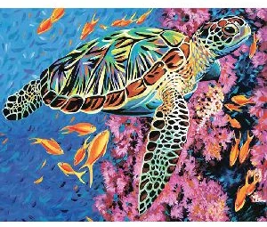 Akrila krāsas un kanvas attēlu gleznošana pēc numuriem "Turtle" 40x50cm