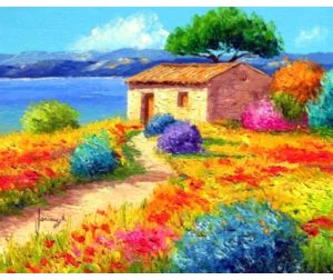 Akrila krāsas un kanvas attēlu gleznošana pēc numuriem "Field" 30x40cm