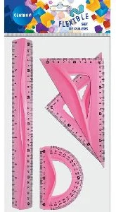 Set SOFT ABC flexible: 30cm ruler, triangle rulers, protractor ruler