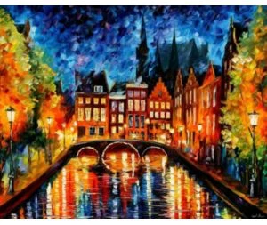 Akrila krāsas un kanvas attēlu gleznošana pēc numuriem "Evening city" 30x40cm