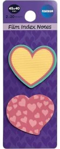 Plastikāta līmlapiņas-indeksi komplekts "HEART" 45*40mm & 2kr.x20lp.