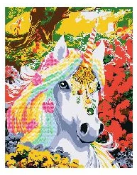 Dimanta mozaīka + Akrila krāsas un kanvas attēlu gleznošana pēc numuriem "Unicorn" 40x50cm
