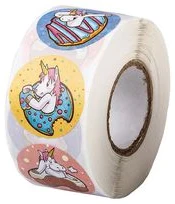 Dekoratīvas uzlīmes “Unicorn Donuts” d.25mm 500l.