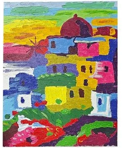 Kvarca smilšu tekstūras krāsošana pēc numuriem "City" 40x50cm