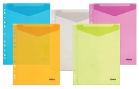 Envelope plastic vertical A4 with perforation 0.18mm assorted PP