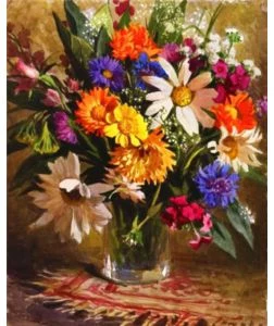 Akrila krāsas un kanvas attēlu gleznošana pēc numuriem "Wild flowers bouquet" 30x40cm