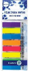 Plastikāta indeksi 45*12mm, 8gb.x25lp, 6kr. ar lineālu.