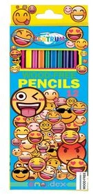 Color plastic pencils 12col. "EMOJIDEX" long size, triangle