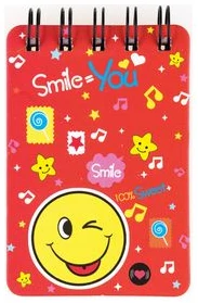 Bloknots A7 līniju 55lp. "Smile" cietos vākos, ar spirāli