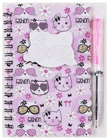 Notebook A6 ruled 30sh. "I love my Cat" with spiral, pen