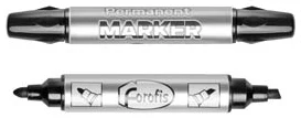 Permanent marker black dual tip (bullet and chisel tip) 3mm&1-5mm FOROFIS