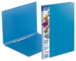 Clip file A4*20mm 0.60mm Clip A FOROFIS for perforat.sheets spring clip, w/inner pocket (blue) PP