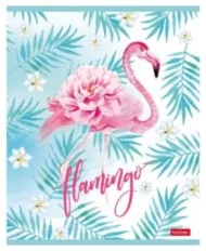 Notebook squared 48sh. with glitter cover "Flamingo"
