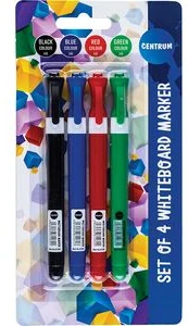 Set of 4 whiteboard markers bullet tip 1-2mm