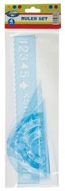 Set: 20cm ruler, 2triange rulers, protractor ruler