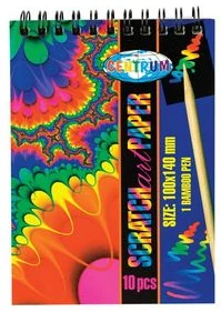 Scratch art paper 10x14cm with stensil (10sh.)