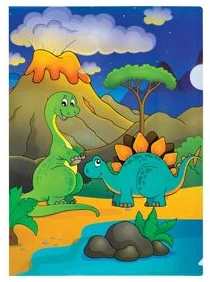 Mape-stūrītis L-veida A4 "Dinosaur" 0.15mm assorti